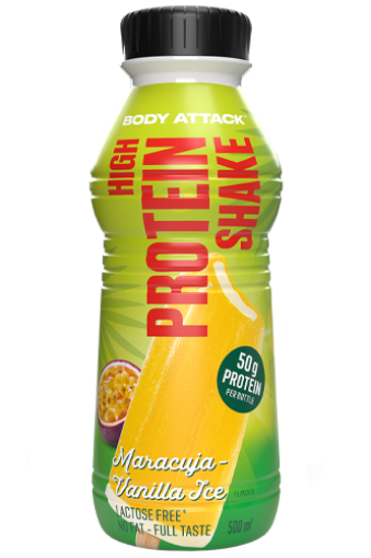 Daug baltymų turintis kokteilis 500 ml, Pasiflorų vaisiai ir vaniliniai ledai – Body Attack paveikslėlis