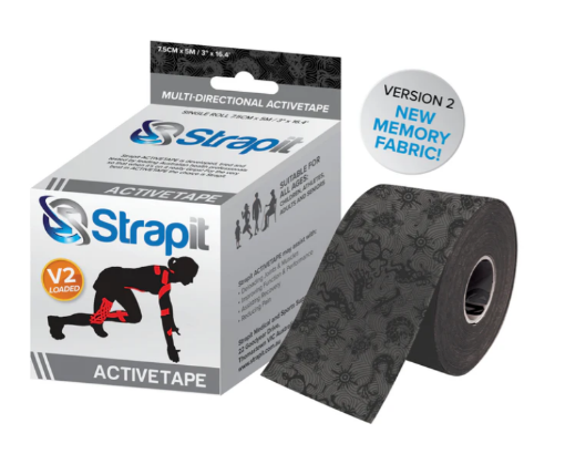 Strapit ACTIVETAPE 7,5 cm x 5 m – Pilka/Juoda paveikslėlis