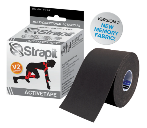 ACTIVETAPE 5CM x 5M – JUODAS STRAPIT paveikslėlis